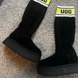 UGG Black Platform Shoes with Classic Design
